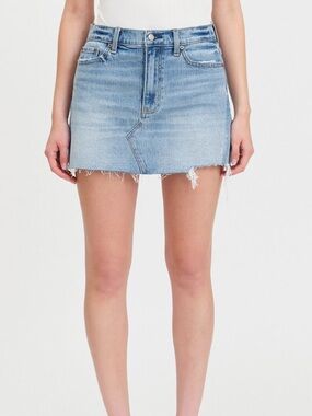 NORDSTROM DAZE Light Wash Distressed Denim Mini Skirt